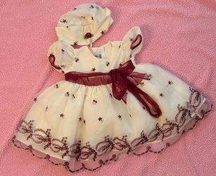 Baby Girl Size 6 month Dress with matching Hat