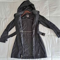 Long Black Rain Jacket Small