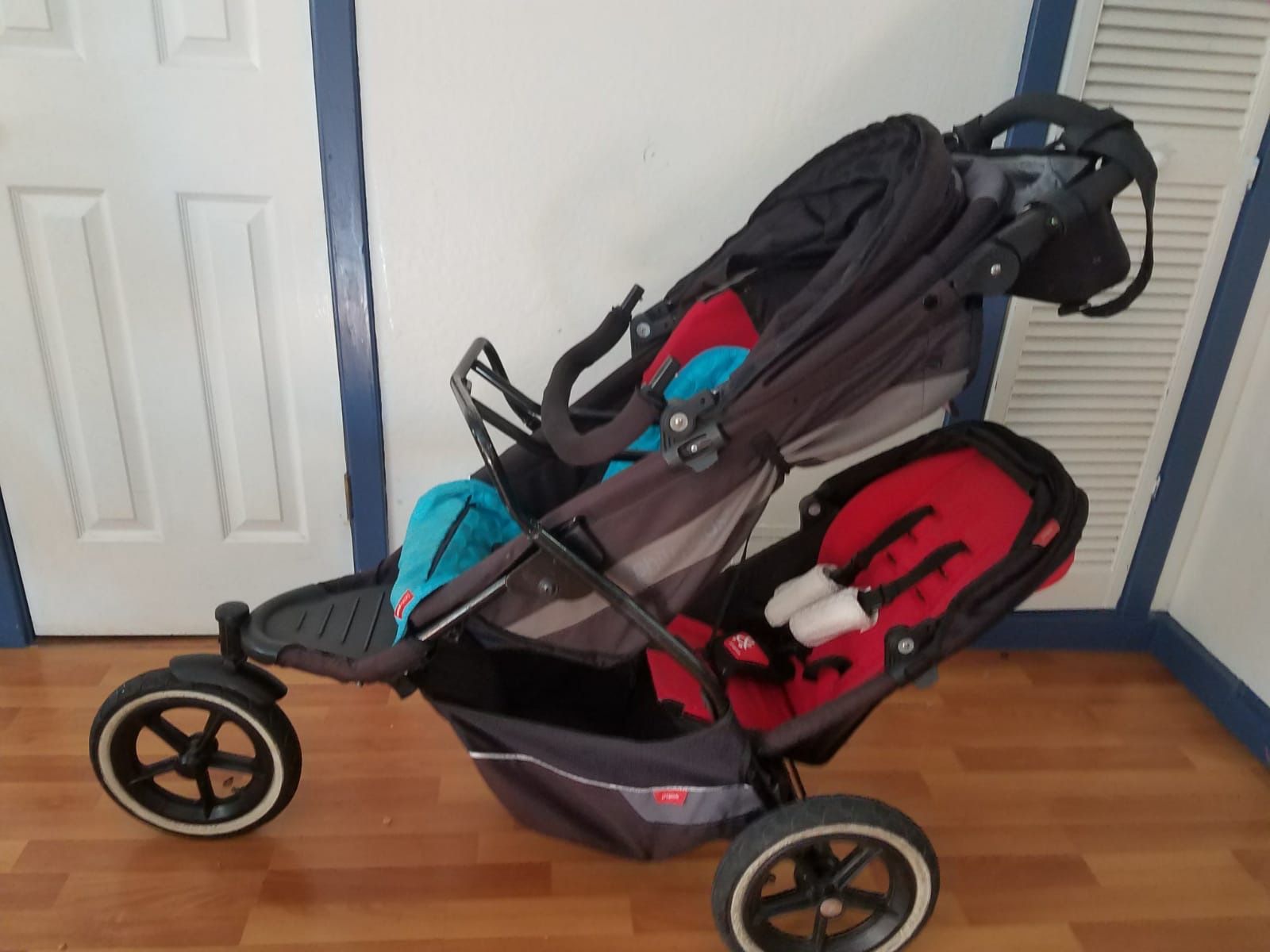 Double stroller with infant seat attached option