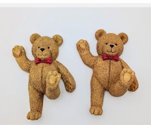 Home interiors kids teddy bear wall plaques set