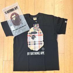 Bape x Burberry size L black shirt