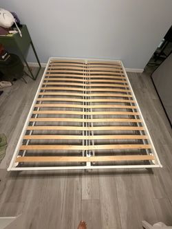 IKEA Vevelstad queen bed frame in white