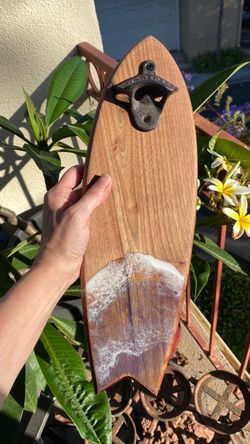 Handmade by Seller -Walnut Surfboard Bottle Opener