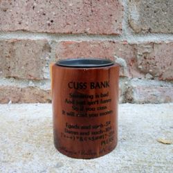 Vintage Small Wood Cuss Bank