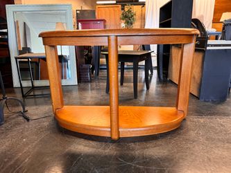 Oak Half-Moon Accent Table