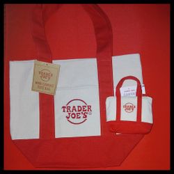 Trader Joe's Mini Canvas Tote  With Micro Mini 