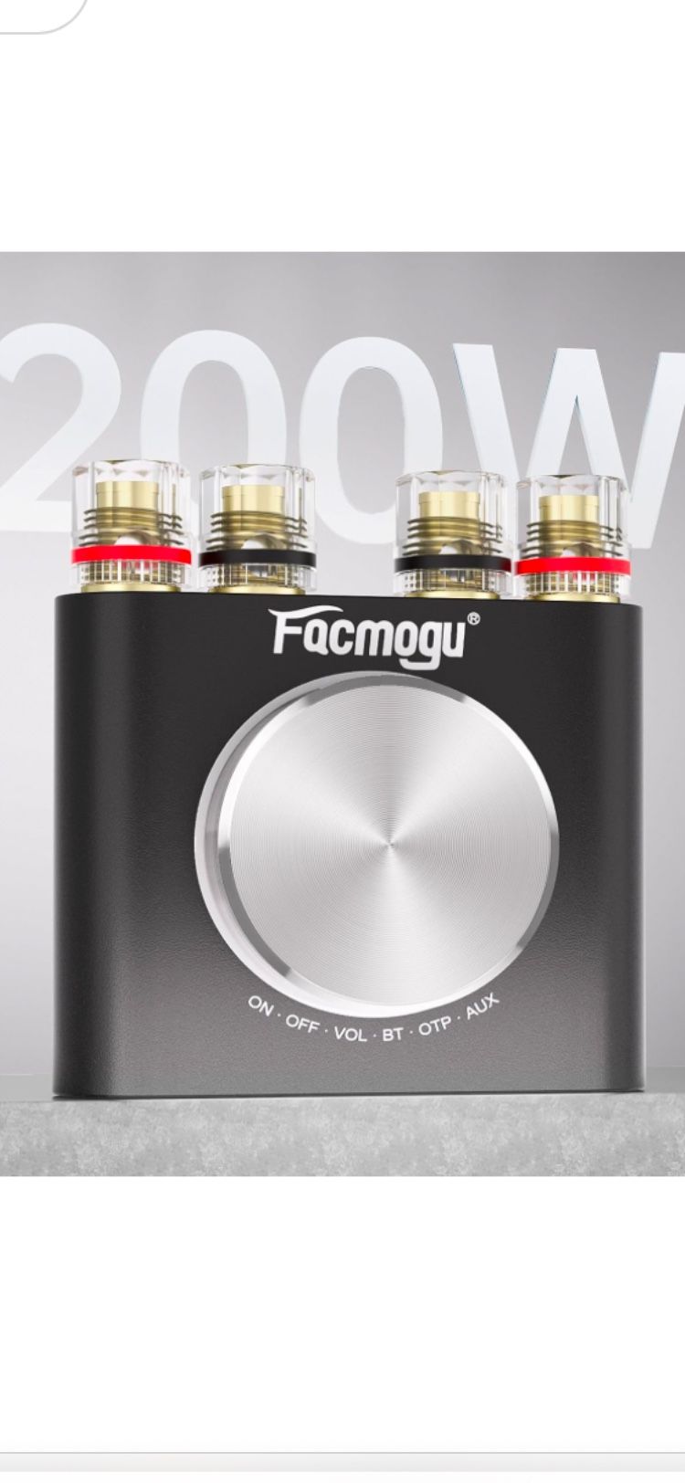 Facmogu M6 200W Mini Bluetooth 5.0 Audio Power Amplifier, 100Wx2 Dual Channel HiFi Stereo Mini Speaker AMP w/Optical/AUX/BT Input, Home Audio Wireless