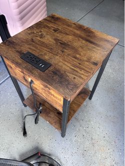Rustic Industrial End Table / Nightstand – $65