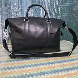 Coach Black Boston Bag Leather Satchel Carry-on Travel Handbag #Z