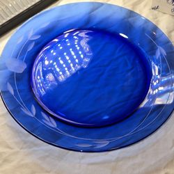 Princess House salad crystal plates, blue, lead crystal, beautiful plate set