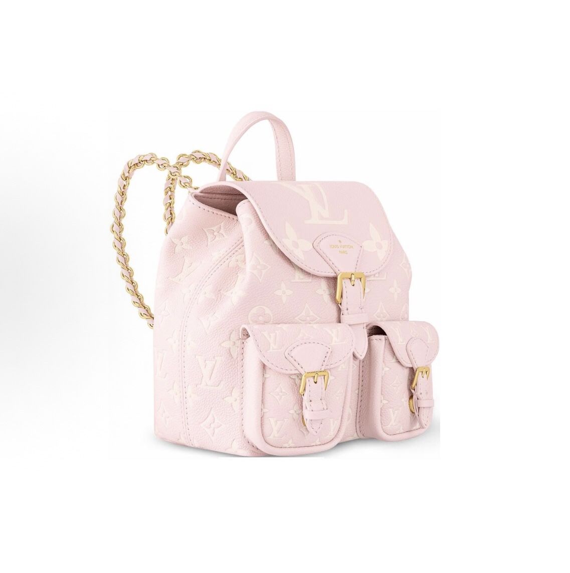 LOUIS VUITTON BACKUP Letter Embossed Magnetic Buckle Flip Open and Calfskin Backpack Women's Pink(174)28