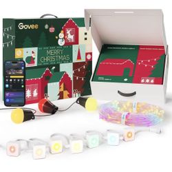 Govee Christmas Lights Set, 100ft Permanent Outdoor Lights, 96ft String Lights,4.9×6.6ft Curtain Light for Christmas Decorations, Works with Alexa, Go