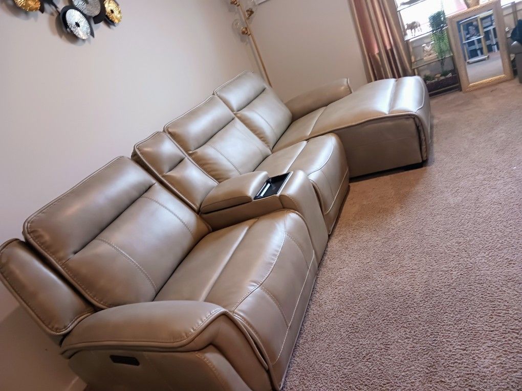 4 Piece Leather , Light Gray, 