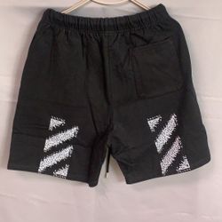 Off-White Embroidered Brushed Cotton SCRIBBLE Jogger Shorts
