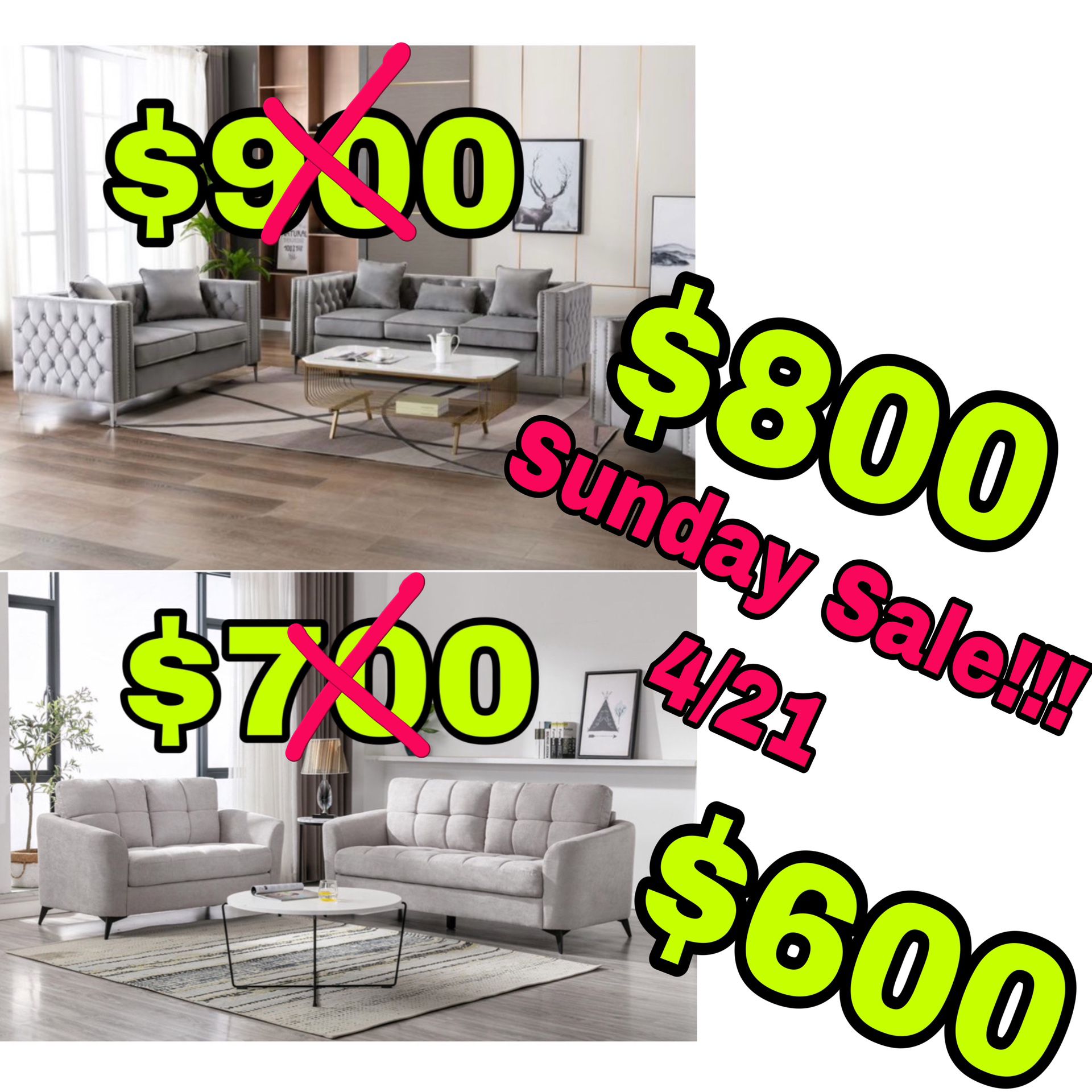 Beautiful New 2PC Sofa Sets!!! Sunday 4/21 Sale!!!