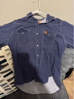 Wrangler 20X Western Pearl Snap Shirt Men’s XL Blue Geometric Print LS NWOT