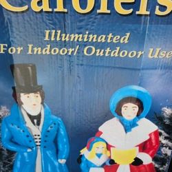 Empire, Dickens Christmas Carolers Blow Molds, Pair Nostalgic Set Lady with a Child and Gentlemen, Includes Light Cords, Retired, Excellent Condition.