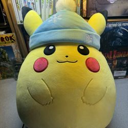 Pikachu 20" Squishmallow 2024 Christmas / Holiday Plush Winter Hat New w Tag