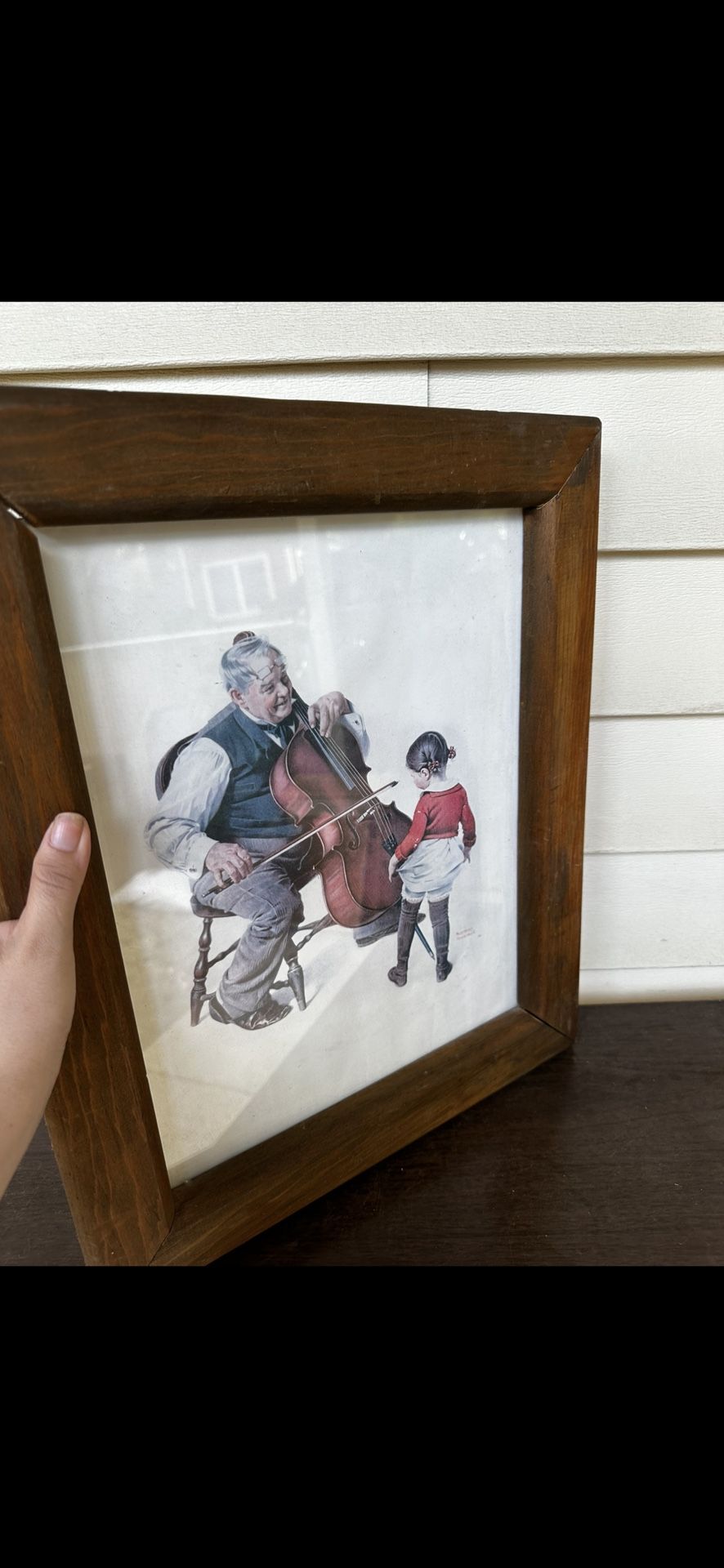 Norman Rockwell "Cellist & Little girl Dancing ” Antique Canvas Lithograph