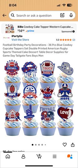 Football Cupcake Toppers