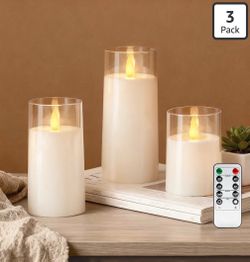 3 Pack LED Flameless Candles with Remote