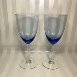 Vintage Graduated Blue Water Goblets 