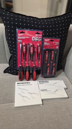 Mechanics Milwaukee Screwdriver / Pick and Workpro Plier Bundle Like Stanley / Klein