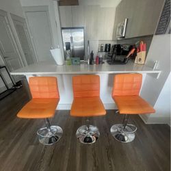 Modern Orange Swivel Chairs (Set of 3)