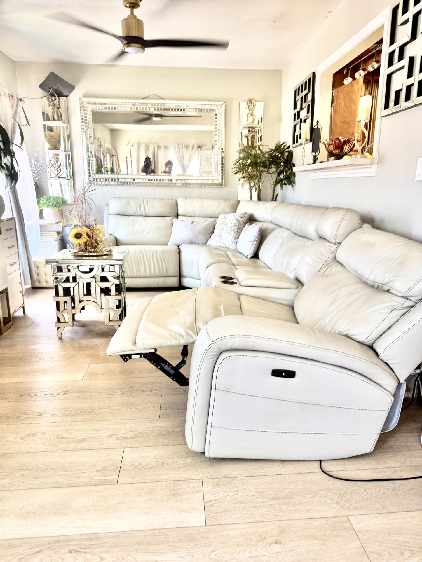 Leather couch sectional w/ recliner $250
