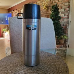 Vintage Stainless Thermos Insulated For Cold Or Hot.