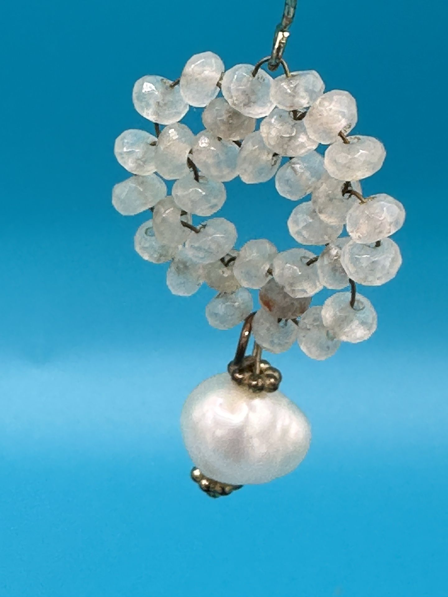 Real Pearl Earrings Drop Dangle Seed Beads In Round Shape Good Condition