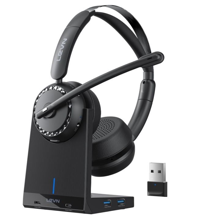 New  [2024 Upgraded] Wireless Headset, Bluetooth 5.2 Headset (AI Noise Cancelling)