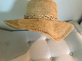 Wide Brim 100% Straw Sun Hat with Braided Band 57cm