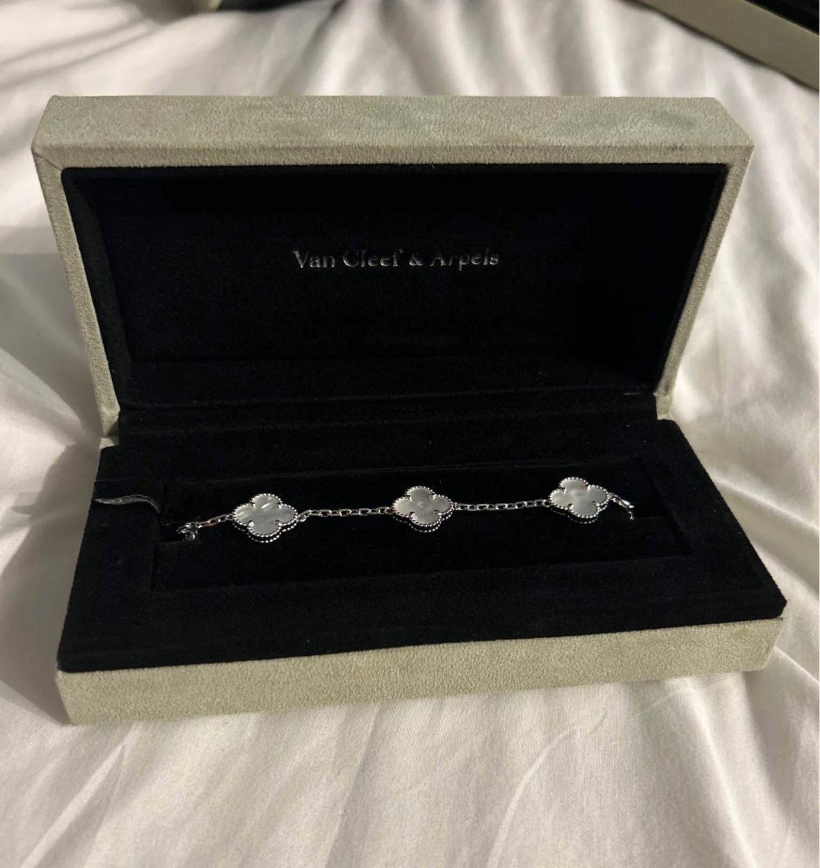 Vintage Alhambra white gold bracelet