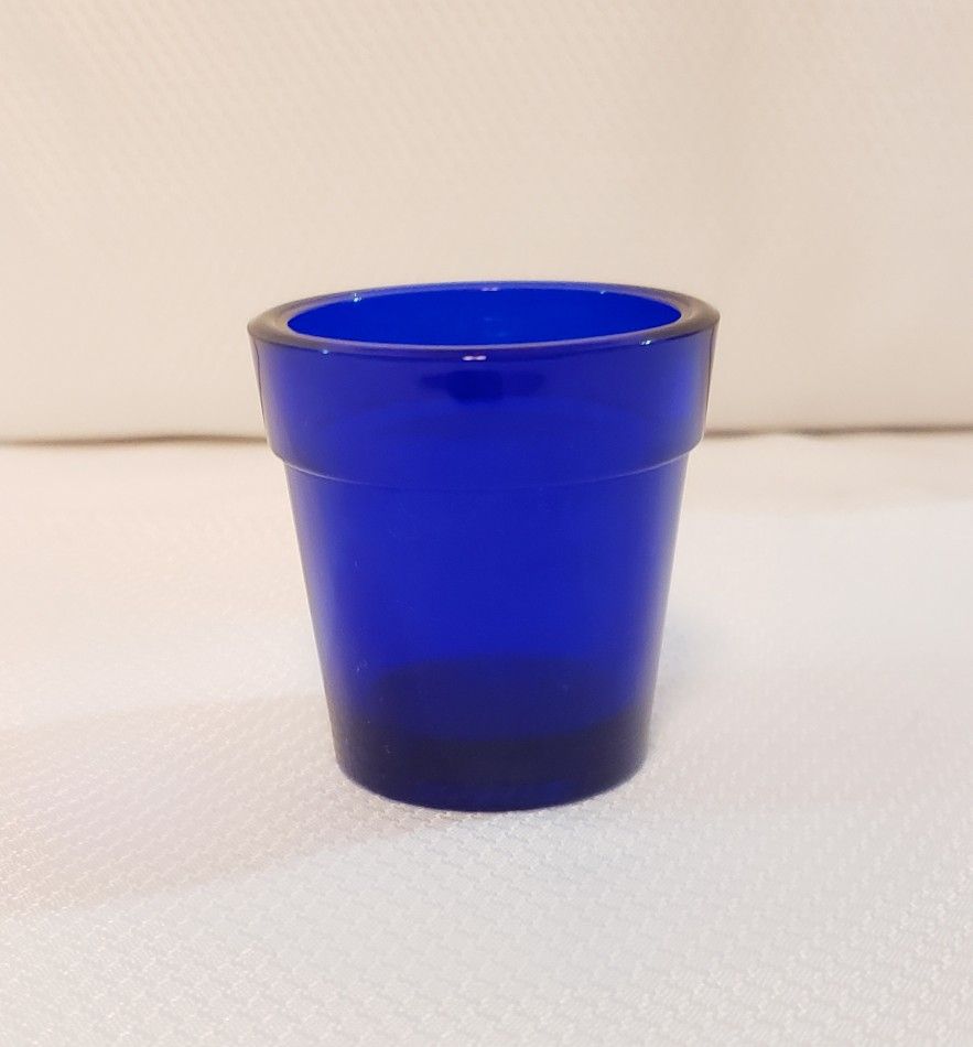 Vintage Mini Cobalt Blue Glass Succulent Pot. 