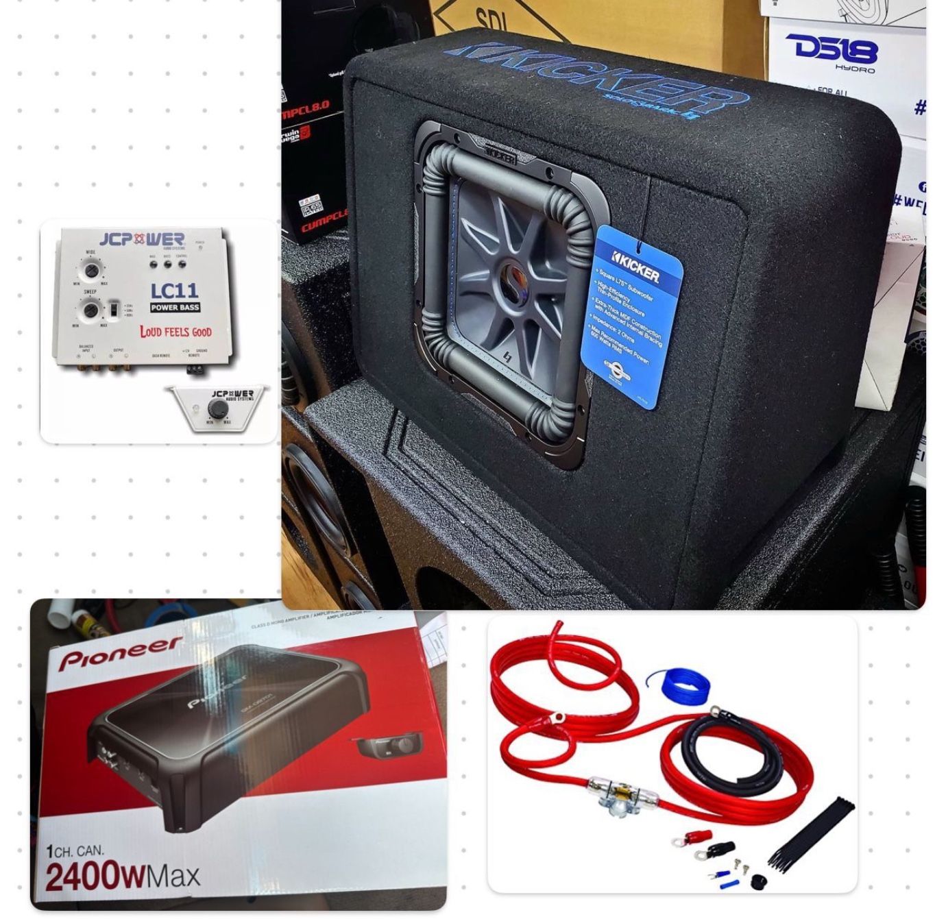 New Kicker L7s 10” Sub Ported Box Amp Epicenter Wires Installed