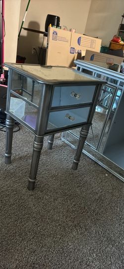 Glass tv stand with 2 drawer table and nightstand