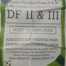 WM GOLF TOURNAMENT FEB 6TH-8TH ( Parking Ticket Display 4 Mins Away From Event)