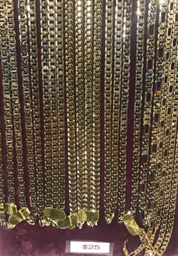 Gold Plated 24” Chains Styles: Cuban Link, Figaro, Gucci Link, & Rope