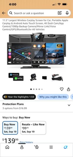 11.5" Largest Wireless Carplay Screen for Car, Portable Apple Carplay & Android Auto Touch Screen