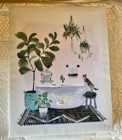 Bathroom-Themed Canvas Cat Art (New!)