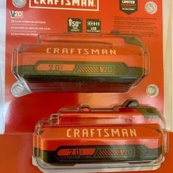 CRAFTSMAN V20 20-Volt Max 2-Pack 2 Amp-Hour Lithium Power Tool Battery
