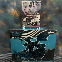 Pokémon TCG, Scarlet and Violet black bolt ETB and white flare booster bundle factory sealed