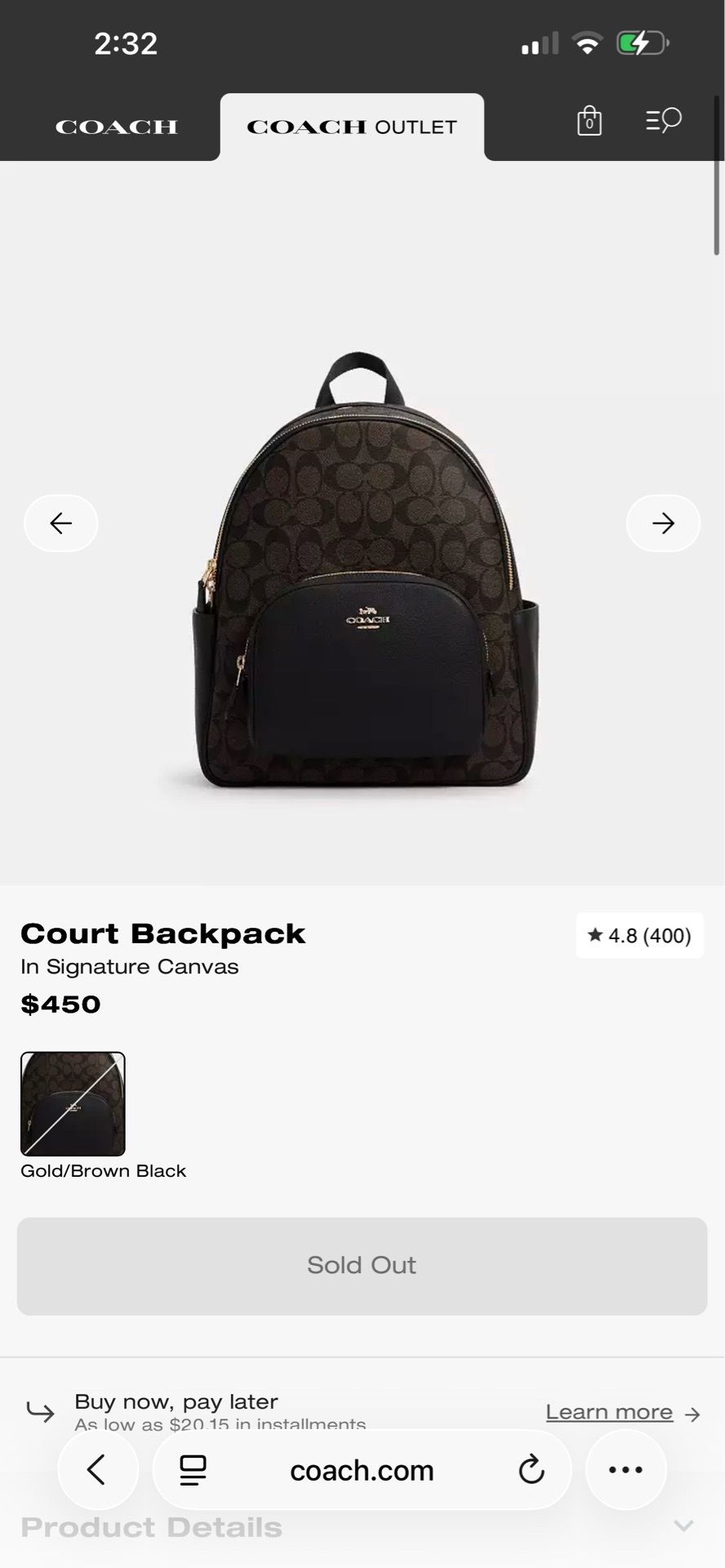 Coach court backpack almost like new need gone asap