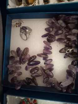 Amethyst Chip Bead Necklace and Jewelry Set