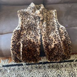 Leopard Print  Faux Fur Vest For Women 