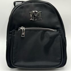 Badgley Mischka Black Mini Nylon Backpack Vegan Leather 