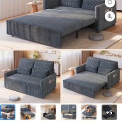 3 in 1 Convertible Sofa Bed, Pull Out Sleeper Sofa Chair with Corduroy Upholstery, 