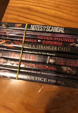 10 different movies ranging from Notes on s Scandal, p7 pounds, when a stranger calls, and justice for allAll for five dollars