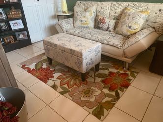 Futon, Pillows, Rug & Storage Ottoman Set